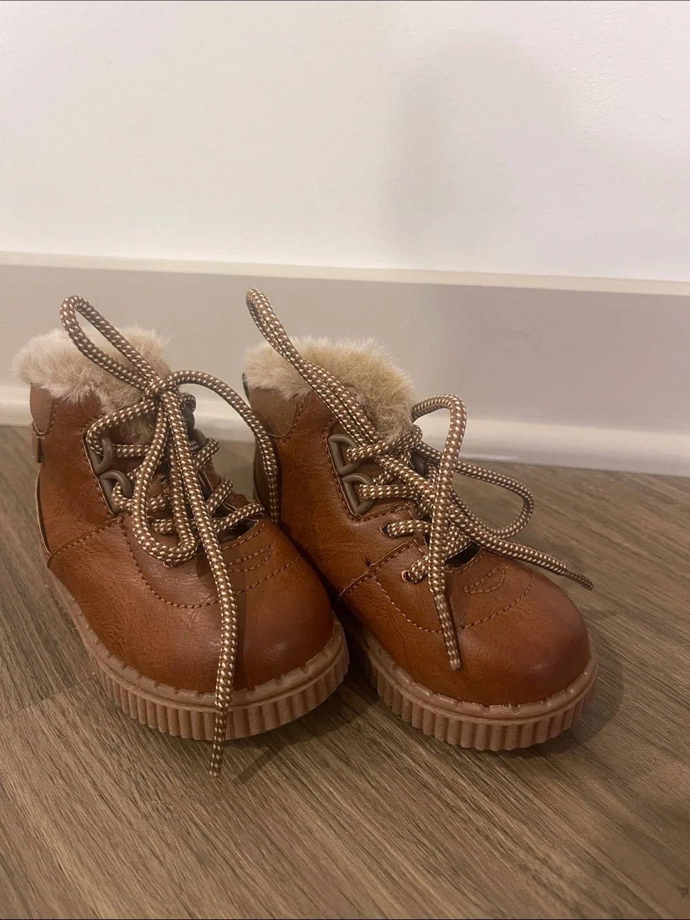 OshKosh B'gosh Brown Faux-Fur Lace-Up Baby Boots